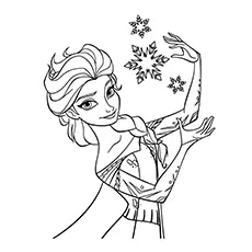 Elsa with snowflake coloring pages