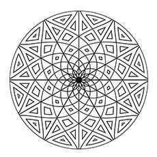 Geometric patterned snowflake coloring pages