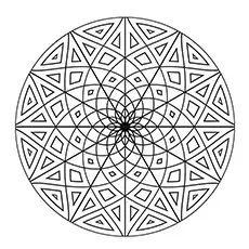 Geometric patterned snowflake coloring pages