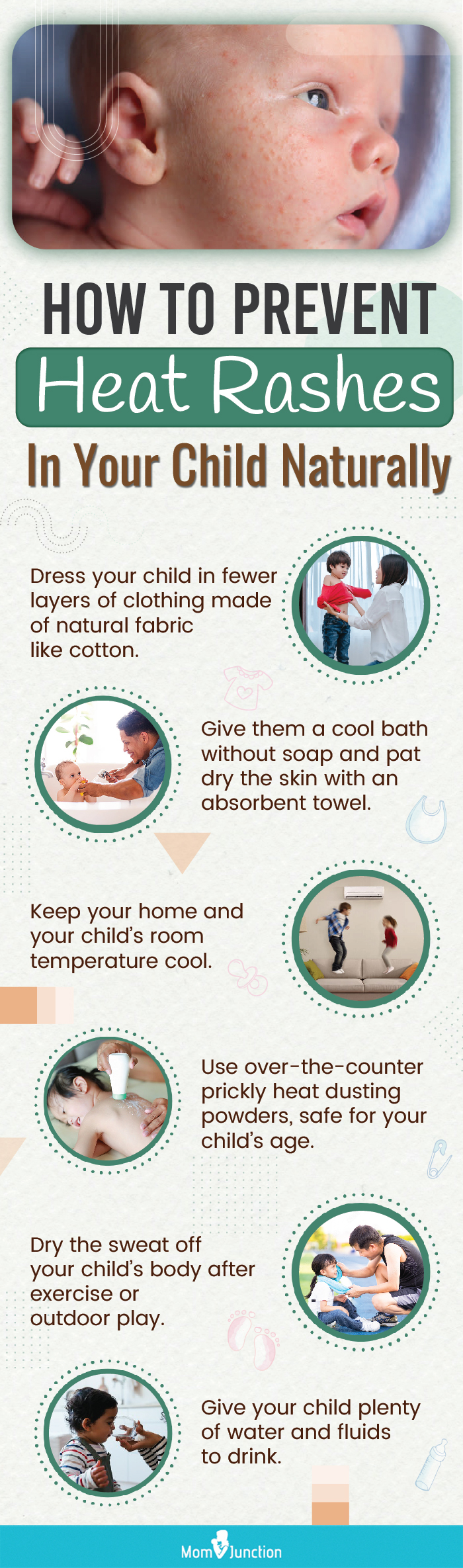 ways to manage and prevent heat rashes in children (infographic)