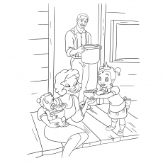 James and Eudora with baby Tiana, Princess and the Frog coloring page