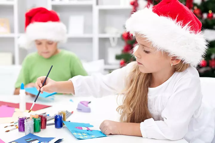 Greeting card making as a winter activity for kids
