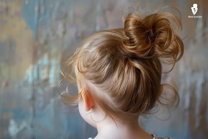 Messy hair bun, toddler girl haircut