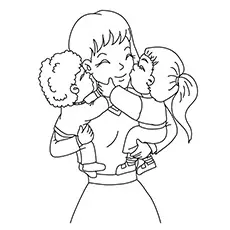 Mother And Baby Kissing Coloring Picture