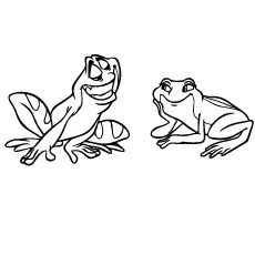 Naveen and Tiana as Frogs, Princess and the Frog coloring page