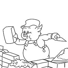 House being built by a pig coloring page