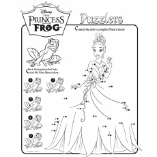 Connect the dots, Princess and the Frog coloring page