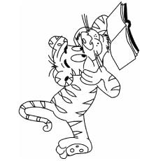 A reading tiger coloring page