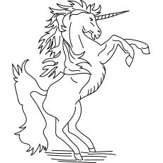 Rearing Unicorn Colouring In