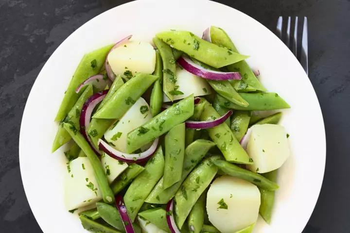 Roasted baby potatoes and green bean baby food