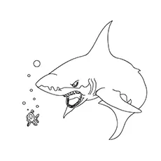 Scary shark coloring page