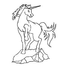 Shadhavar Unicorn Standing on Rock Coloring Pages