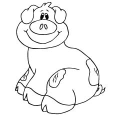 Cute smiling pig coloring page