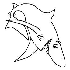 Adorable smiling shark coloring page