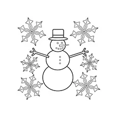 Snowman and snowflake coloring pages