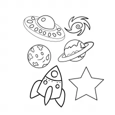 Space and star coloring page