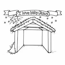 Stable nativity coloring page