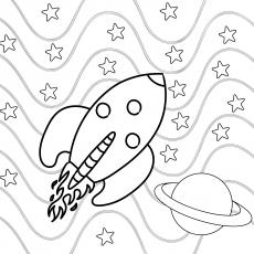 Rocket and a star coloring page