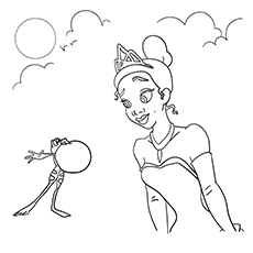 The princess with bloated frog, Princess and the Frog coloring page
