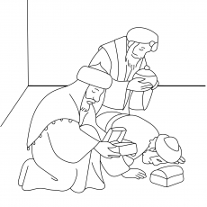 The Three Wise Men nativity coloring page