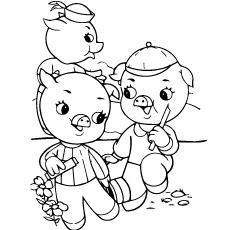 Three little pigs coloring page