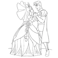 Tiana and Naveen from Princess and the Frog coloring page