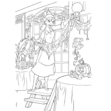 Tiana as a waitress from Princess and the Frog coloring page