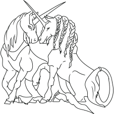 Unicorn in love with unicorn coloring pages