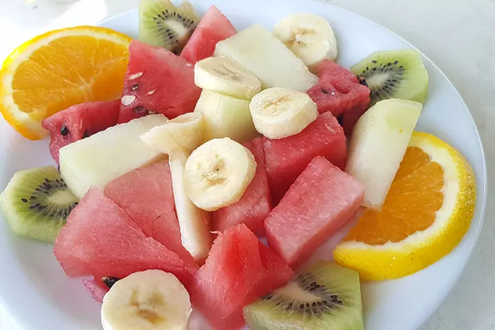 Fruit salad with watermelon for babies