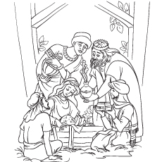 The nativity coloring page