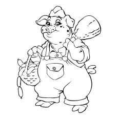 A funny butcher, pig coloring page_image