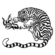 Fire and a tiger coloring page