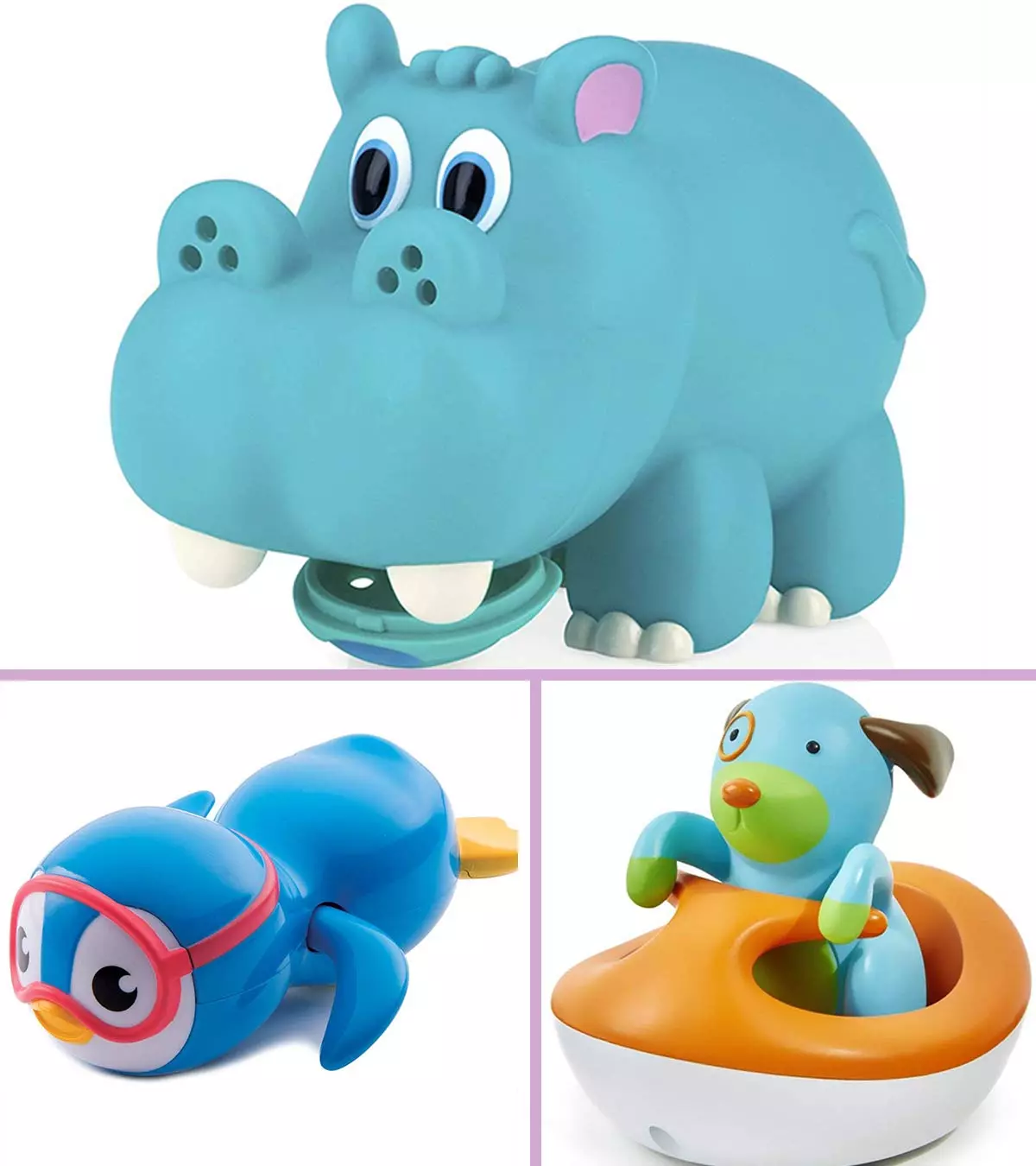 Bath time becomes fun and interactive for toddlers with the company of colorful bath toys. 