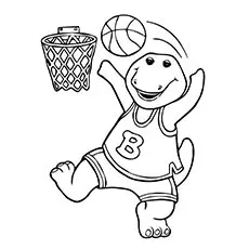Barney playing basketball coloring pages