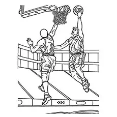 Blocking the ball in basketball coloring pages
