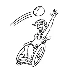 Child in wheelchair playing basketball coloring pages
