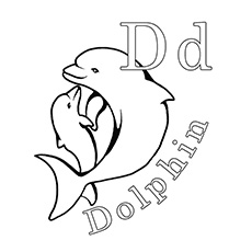 D for dolphin coloring page