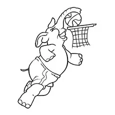 Elephant playing basketball coloring pages