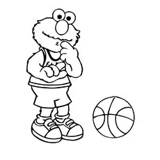 Elmo playing basketball coloring pages