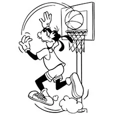 Goofy playing basketball coloring pages