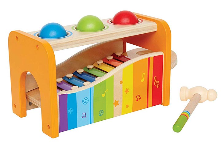 Hape Pound Tap Bench With Slide Out Xylophone