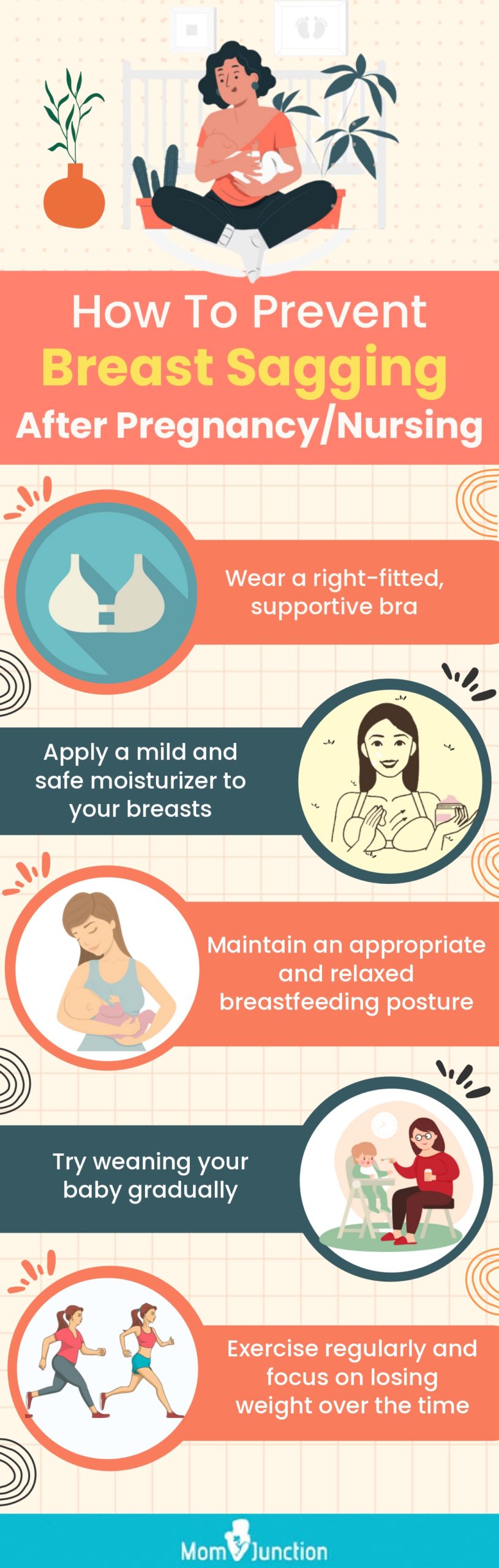 how to prevent breast sagging after pregnancy/nursing (infographic)