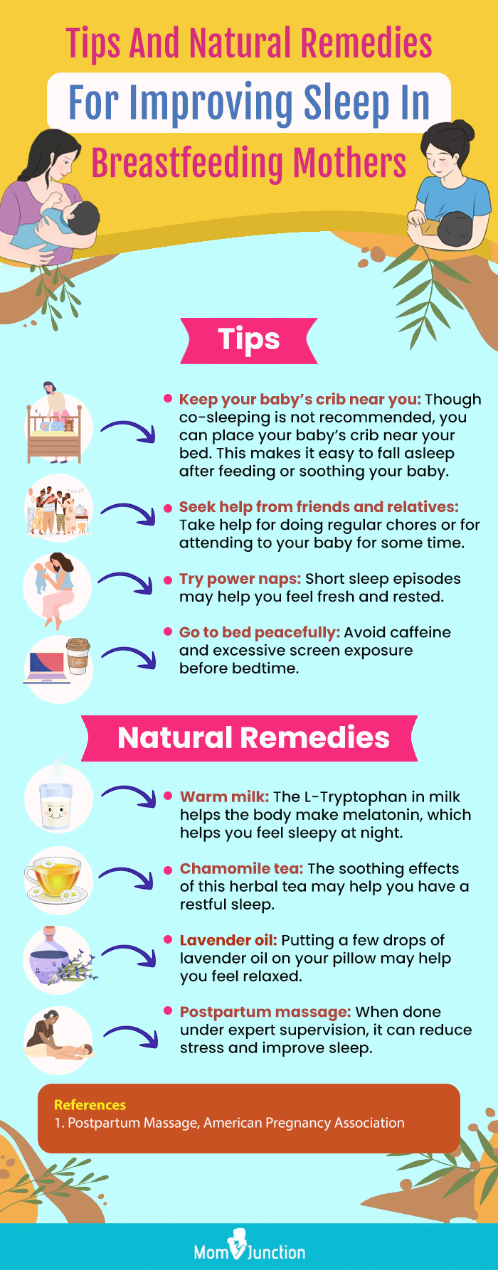 tips and natural remedies for improving sleep in breastfeeding mothers (infographic)