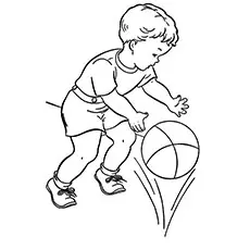 Kid playing basketball coloring pages