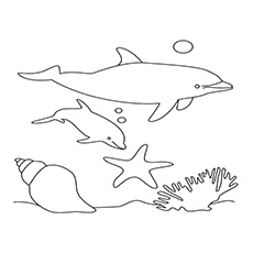 Mother with her child dolphin coloring pages