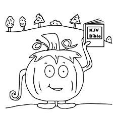 Pumpkin holding bible pumpkin coloring pages