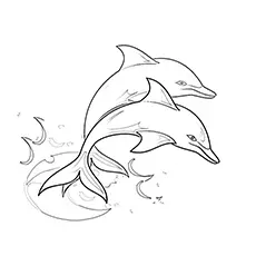 Two soaring dolphins coloring page