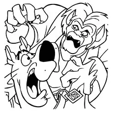Wolfman scaring scooby doo coloring pages printable