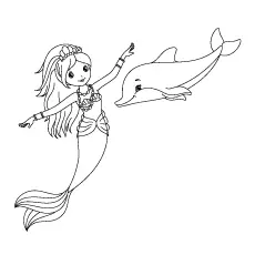 Mermaid and dolphin coloring pages