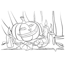Candles and pumpkin coloring pages